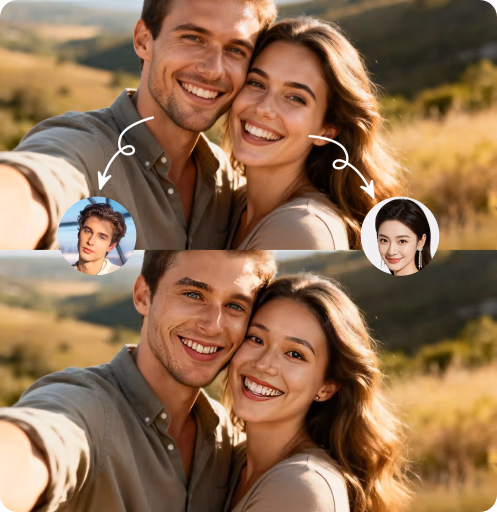 Before multiple face swap